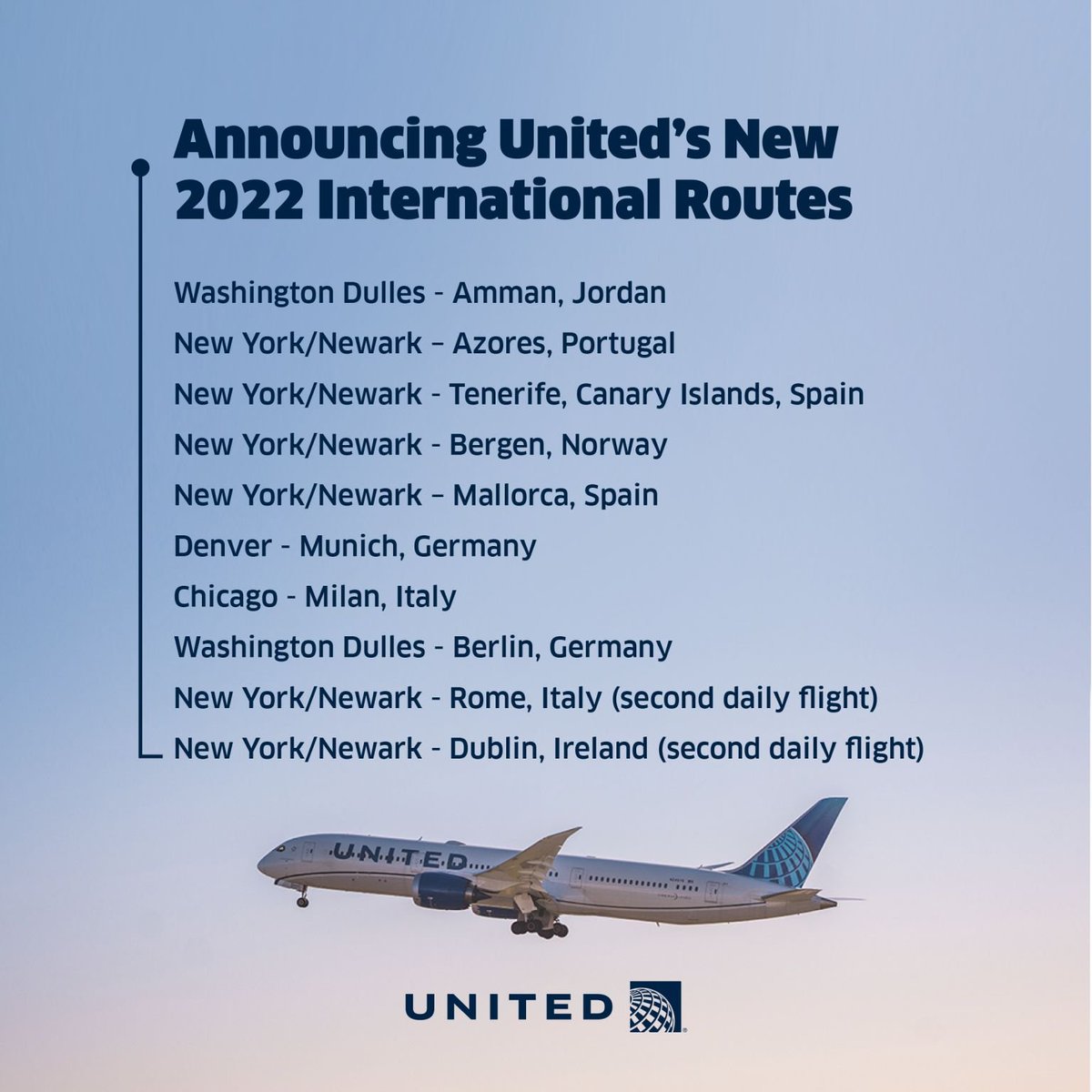 wecandoitreal's tweet photo. --At @united we we are thrilled to announce these  new and magnificent routes to our International network , get ready to fly them! -- https://t.co/07kEX0ohHR