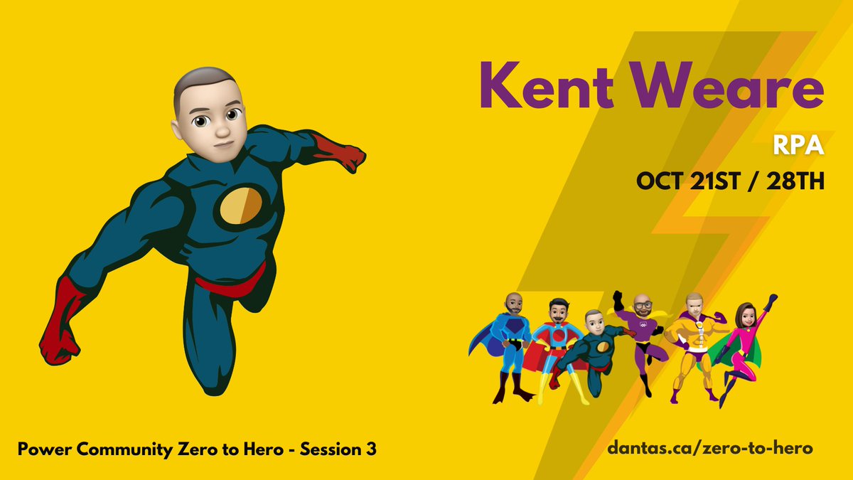 benitezhere's tweet photo. Hey DC, you're missing your RPA superhero - @wearsy 🦸🏽 Come join our #ZeroToHero session tomorrow to learn from @wearsy on what is RPA, why you should be interested and how to get cracking with @MSPowerAutomate for desktop! Join at https://t.co/kmkk3VhoyI 11am PT #LetsAutomate https://t.co/PSqWnuAVeE