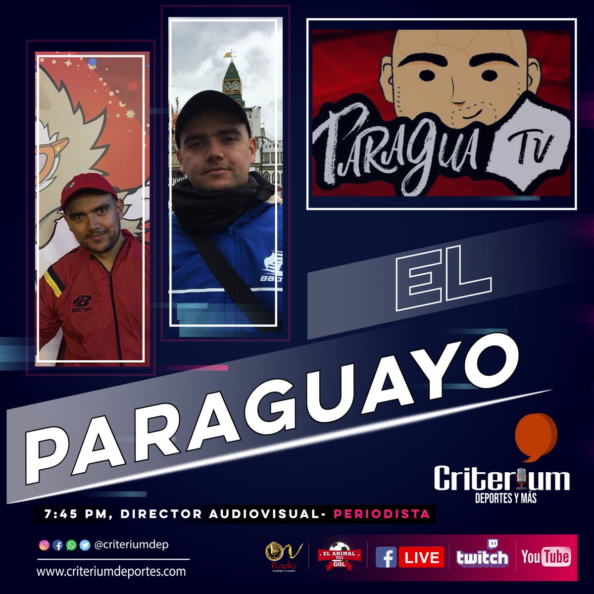 CriteriumDep's tweet photo. ¿Se acuerdan del programa #FueraDeLugar de @CanalRCN? Hoy (7:45 pm) nuestro segundo invitado del día en @CriteriumDep es @ParaguaTv, sera una nota bastante divertida y llena de muchas anécdotas. 

#FacebookLive💻
https://t.co/BzKHKzDg58

#YouTubeLive📲
https://t.co/nSQMujwdS2 https://t.co/JzQIgl9UA9