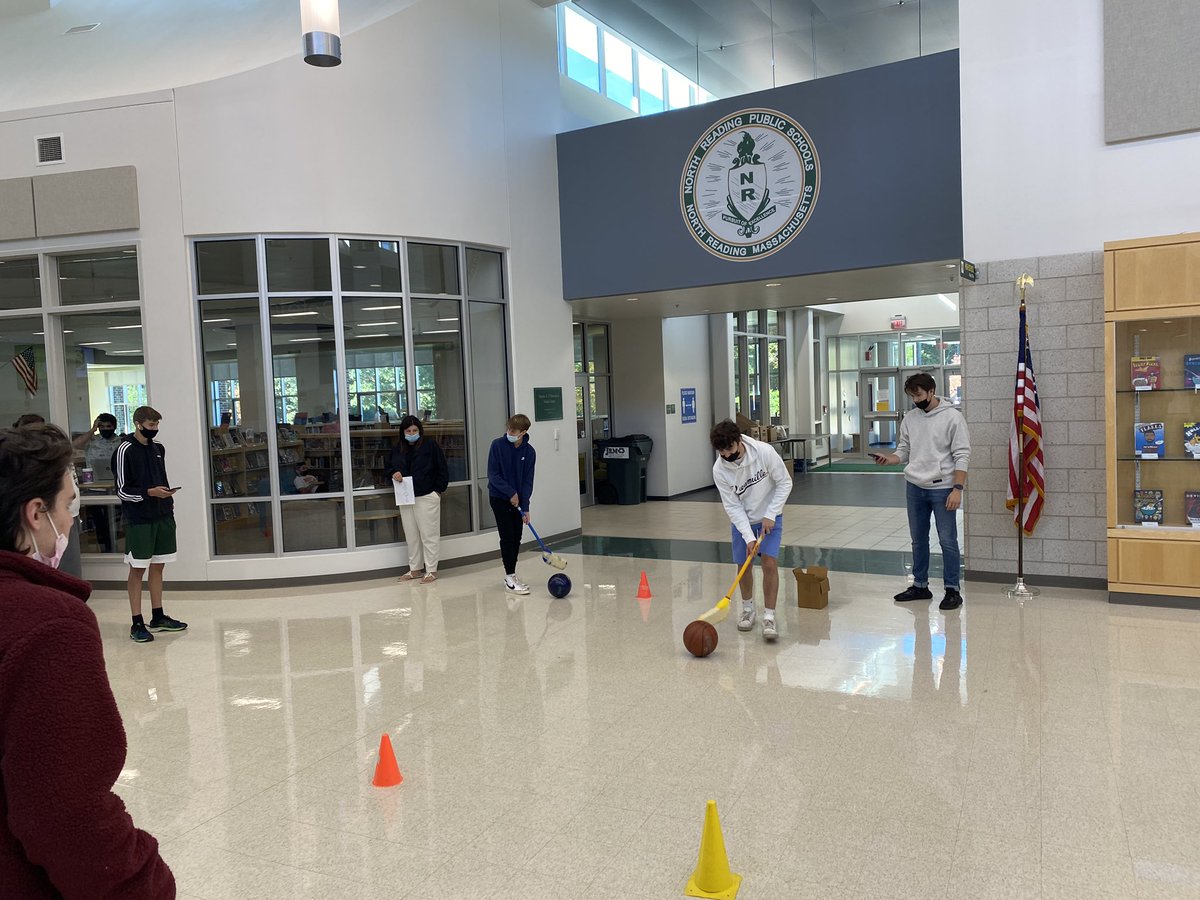 Bowling ball and basketball obstacle course today to model balanced vs unbalanced forces  #NRPSSTEAM #SeeYourselfinSTEM