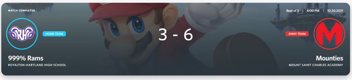 Mscesports1's tweet photo. Well here we go.. 1 year off, new game for MSC eSports team, and Kyle DeAmaral, Jonathan Thibodeau, and Jack Potter scored an impressive overwhelming 6-3 win over Royalton-Hartland High School, Middleport, NY in Smash Brothers Ultimate Eastern Region. https://t.co/WFC0C1PNKW