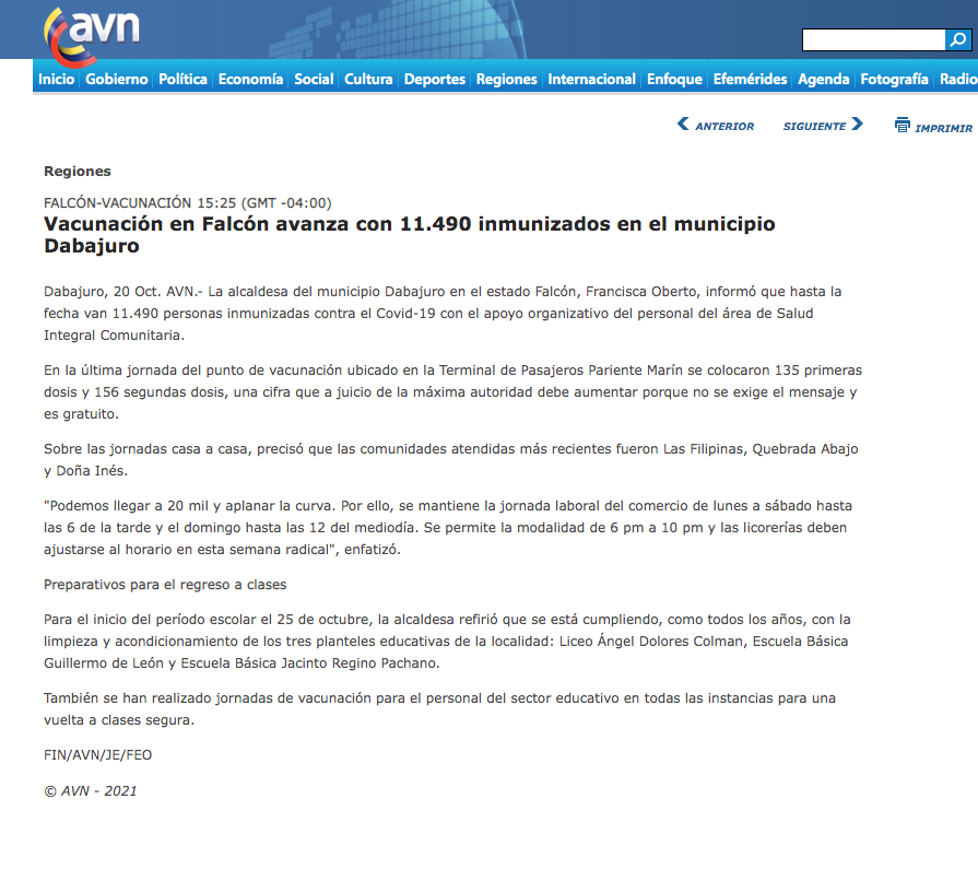 Jescalonas's tweet image. Esta es la cifra de vacunados en el municipio #Dabajuro hasta la fecha #Falcon