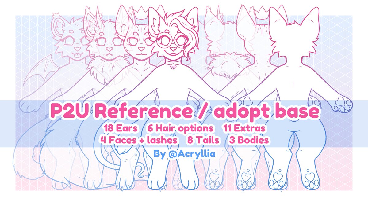 Acryllia's tweet photo. It's done!
New Feline Reference sheet/adoptable base pack now available on @Gumroad https://t.co/SZj8oJtz8Y
Would really appreciate any retweets!
I might be working on a Canine base pack soon~
#base #p2u #p2ubase #basepack #furryart #furry #adoptbase #referencebase #furrybase https://t.co/dJ6R7vQ5VC