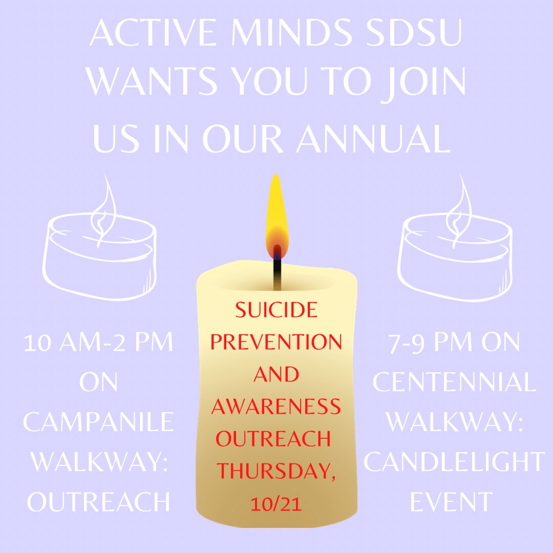Hello Stigma Fighters! Our outreach is from 10 AM until 2 PM on Thursday! There will also be a candlelight event to shine a light on suicide prevention from 7 PM until 9 PM. Please come out and show your support!