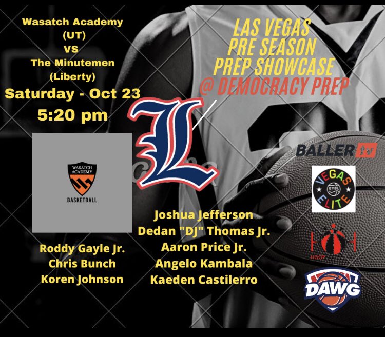 Valerie Brown (@valerieinhoops) on Twitter photo Last game of the event will be Wasatch vs The Minutemen (AKA: Liberty HS - NV) — Saturday @ 5:20 pm — you don’t want to miss this weekend’s games!! Spectators welcome! <a href="/WATigersBB/">Wasatch Academy Basketball</a> @nv_liberty <a href="/theballdawgs/">Ball Dawgs</a> <a href="/BallerTV/">BallerTV</a> <a href="/Hoopconcierge/">HoopHospitality</a> Last game of the event will be Wasatch vs The Minutemen (AKA: Liberty HS - NV) — Saturday @ 5:20 pm — you don’t want to miss this weekend’s games!! Spectators welcome! <a href="/WATigersBB/">Wasatch Academy Basketball</a> @nv_liberty <a href="/theballdawgs/">Ball Dawgs</a> <a href="/BallerTV/">BallerTV</a> <a href="/Hoopconcierge/">HoopHospitality</a>