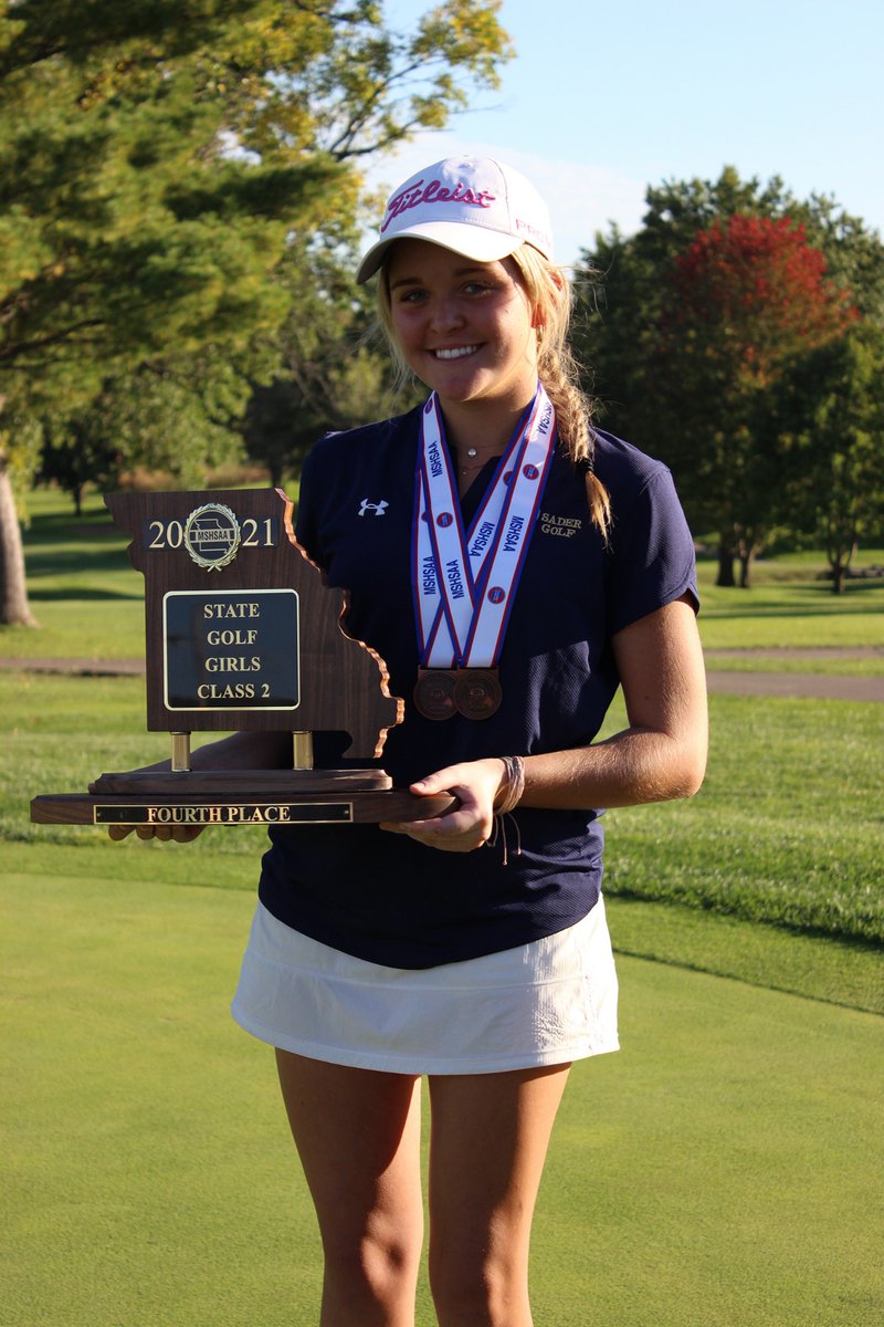 heliascatholic's tweet image. The @heliascatholic girls golf team finished fourth in the Class 2 state tournament, and Sophie Hinds is all-state with a 14th-place finish overall! Congratulations, @Ladysadergolf! #SaderStrong