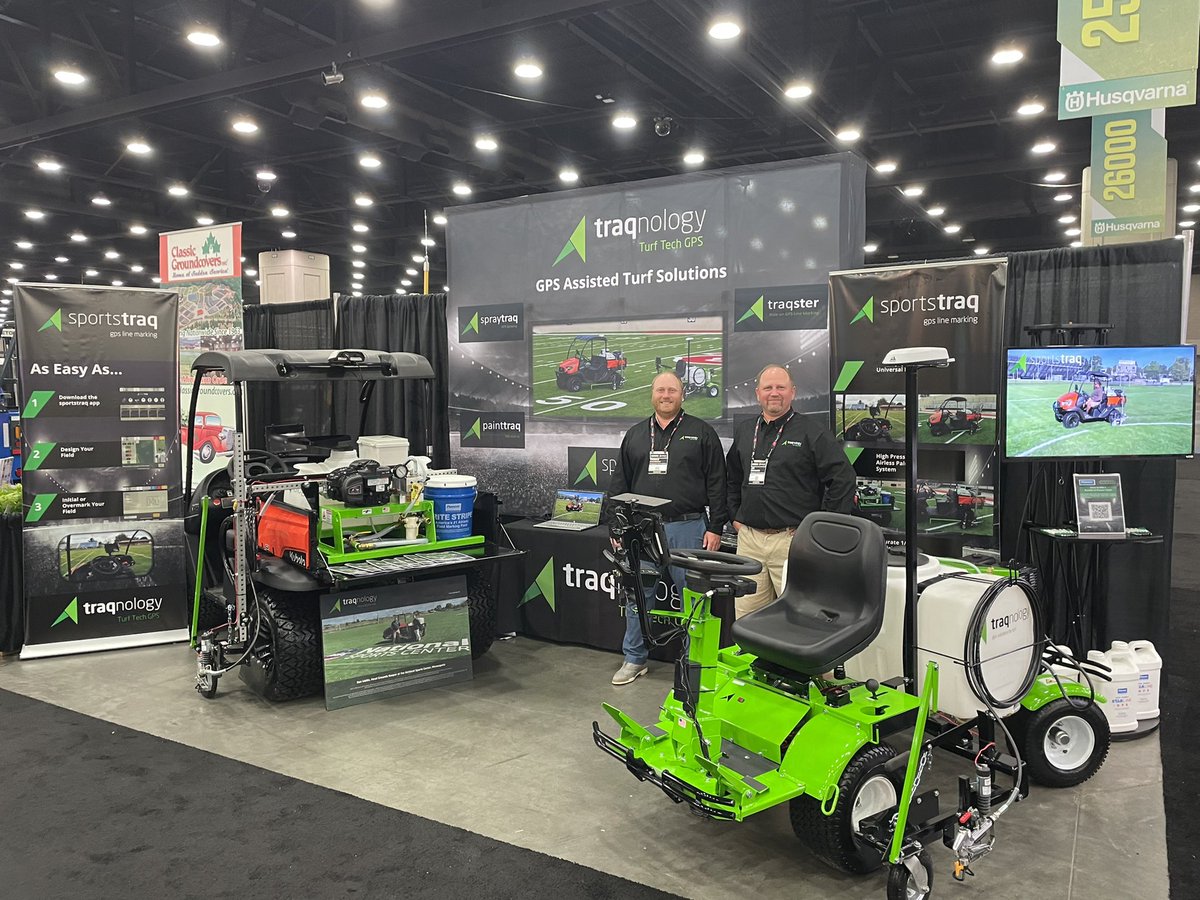 TraqnologyGPS's tweet image. @TraqnologyGPS is @GIE_EXPO this week.  Stop by our indoor &amp;amp; outdoor demo space.  Register to win @pioneerathletic paint!  #gpstech #sportsturf #greenindustry