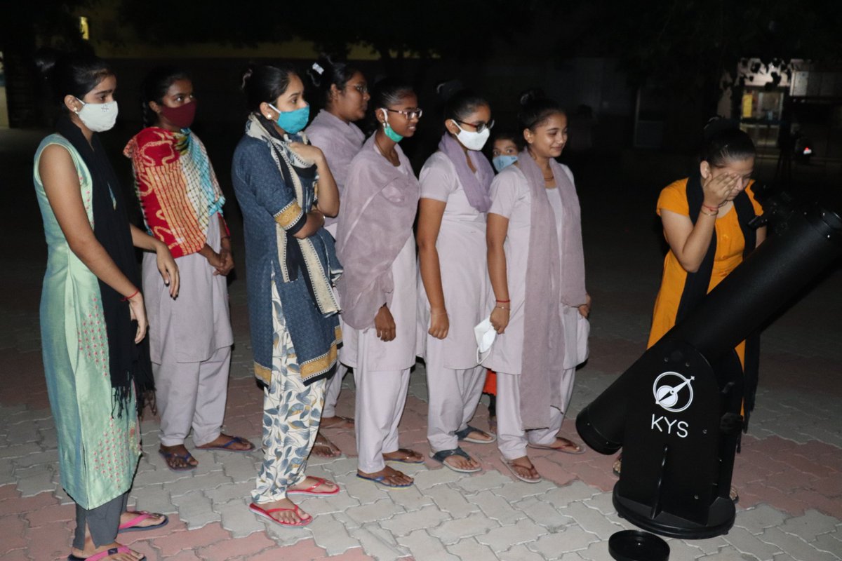 CscJunagadh's tweet photo. Today, in the night of #SharadPoonam, the #Sky Watching program is only for the #girlsstudents. and playing #Earth and #Moonrotation @InfoGujcost @narottamsahoo @vnehra @Adviser_DST @PrinSciAdvOff @JunagadhGog @collectorjunag @DdoJunagadh @ddgirnarlive @WJunagadh @GBharad https://t.co/DzSopARHdK