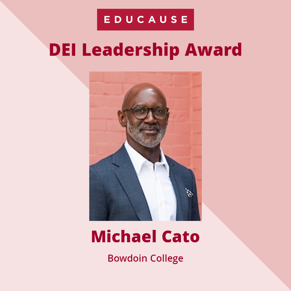 educause's tweet photo. Congratulations to Michael Cato, winner of the DEI Leadership Award, and all of this year’s EDUCAUSE Award winners! https://t.co/f1k8gyOSJj https://t.co/EZCNlIvZOp