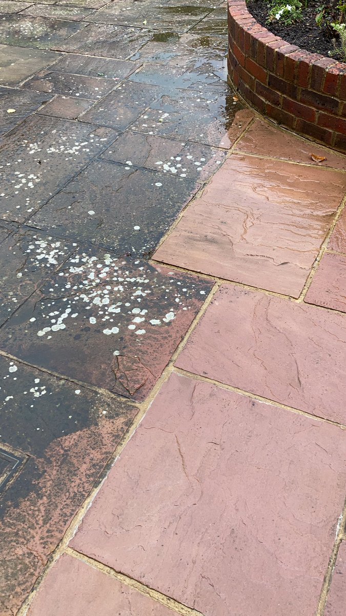 ScottJennings65's tweet image. Patio clean with light jetwash and chemical to lift the black &amp;amp; white lichen. 
#jenningscleaning #patioclean #softwashing