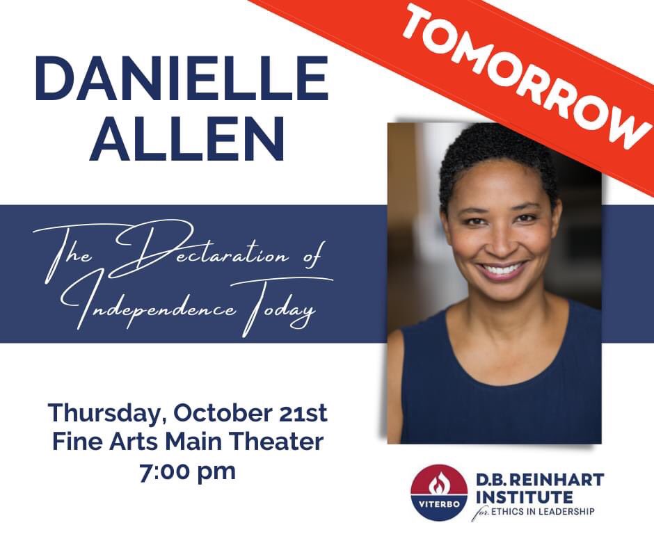Join us TOMORROW for an Ethics Lecture with Danielle Allen!