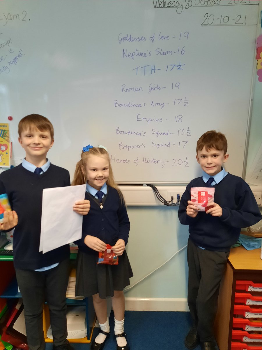 OSJ_MrsSmith's tweet photo. The winning team of our @OSJ_Y4O Roman Quiz - 'Heroes of History' 🏆 Congratulations! And well done to all teams - you have learnt so much this term! 🛡 https://t.co/Csz213u2GZ