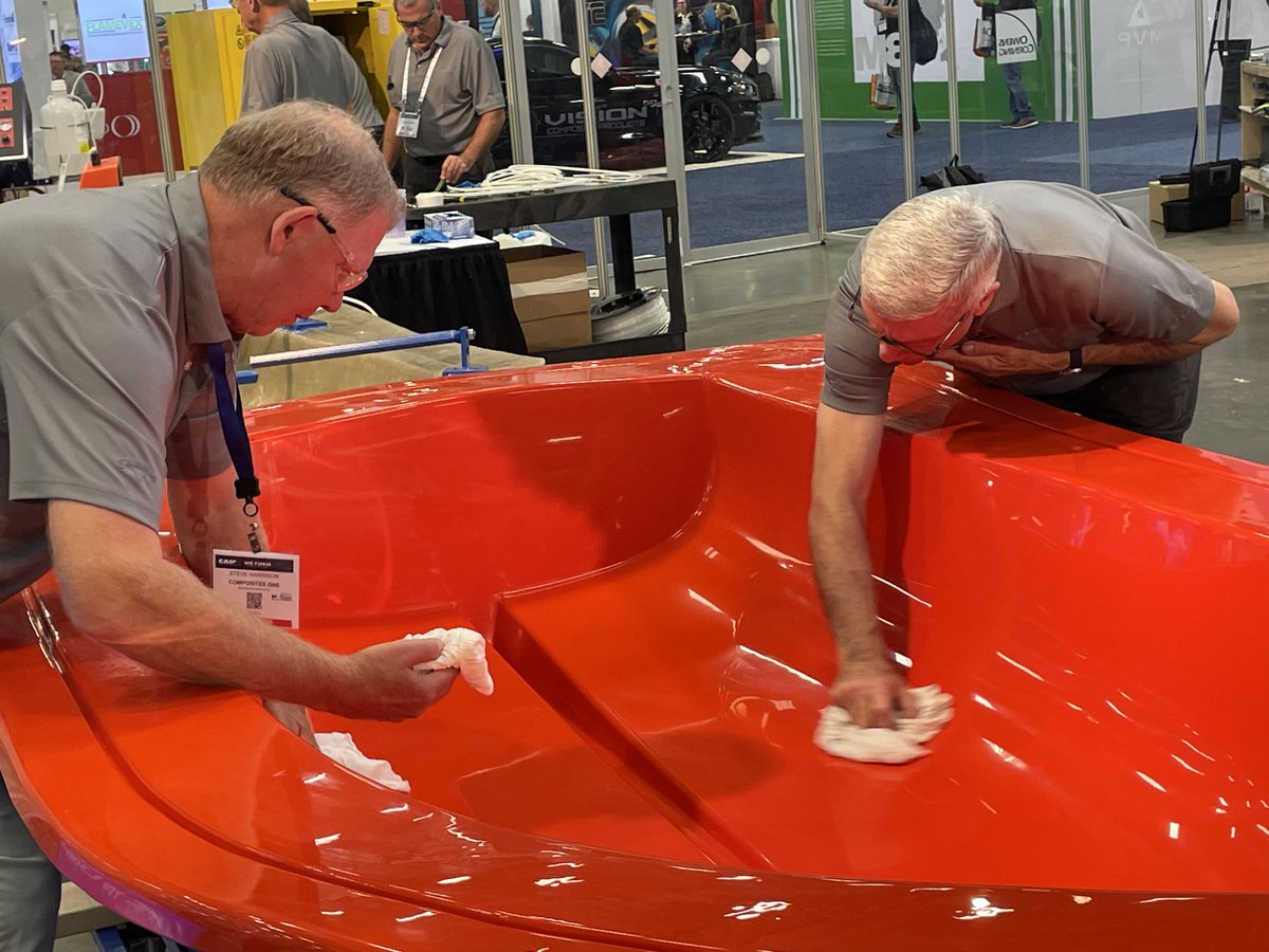 compositesone's tweet photo. Prepping the mold for part 3 of our Three Paths to Closed Molding series. Part 3: Marine Hull and Silicone Bag Molding begins today at 3:30 in the Composites One Demo Zone at @the_CAMX.
#camx2021 #closedmolding #composites #marine https://t.co/pHmSYkI0R6