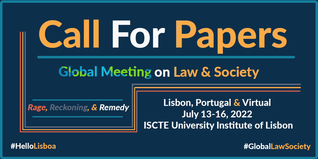 Law and Society (@law_soc) on Twitter photo Submissions are due in 3 weeks! 
The 2022 Global Meeting on Law & Society's #callforpapers is currently underway! #GlobalLawSociety
Deadline: Nov. 10
The Call: bit.ly/22GMCFP
2022 Website: bit.ly/GLSM22Web Submissions are due in 3 weeks! 
The 2022 Global Meeting on Law & Society's #callforpapers is currently underway! #GlobalLawSociety
Deadline: Nov. 10
The Call: bit.ly/22GMCFP
2022 Website: bit.ly/GLSM22Web