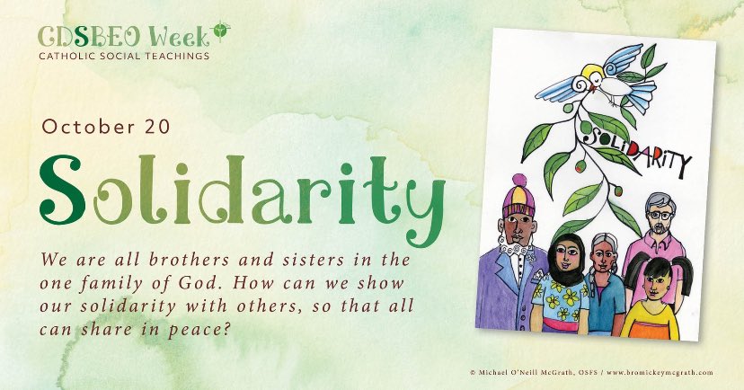 FrancisdeSf's tweet photo. We are all brothers and sisters in the one family of God. How can we show our solidarity with others, so that all can share in peace?
Today we strive for “Solidarity!”
#IBelongHereCDSBEO #CDSBEOFaith #CDSBEOWeek https://t.co/22wn41vhok