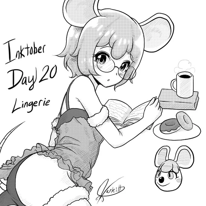 Day 20: Bree in Lingerie
#acnh #inktober #cutgirltober #bree #anime #villager #gijinka #rat #lingerie #donuts #AnimalCrossingNewHorizons #acnh #nintendoswitch 