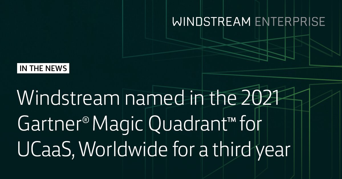 Cheers to three years! Windstream Enterprise has been named in the 2021 <a href="/Gartner_inc/">Gartner</a> Magic Quadrant™ for Unified Communications as a Service, Worldwide report for the third year in a row for its flagship UCaaS product, OfficeSuite UC®. #TeamWE okt.to/XtukxF