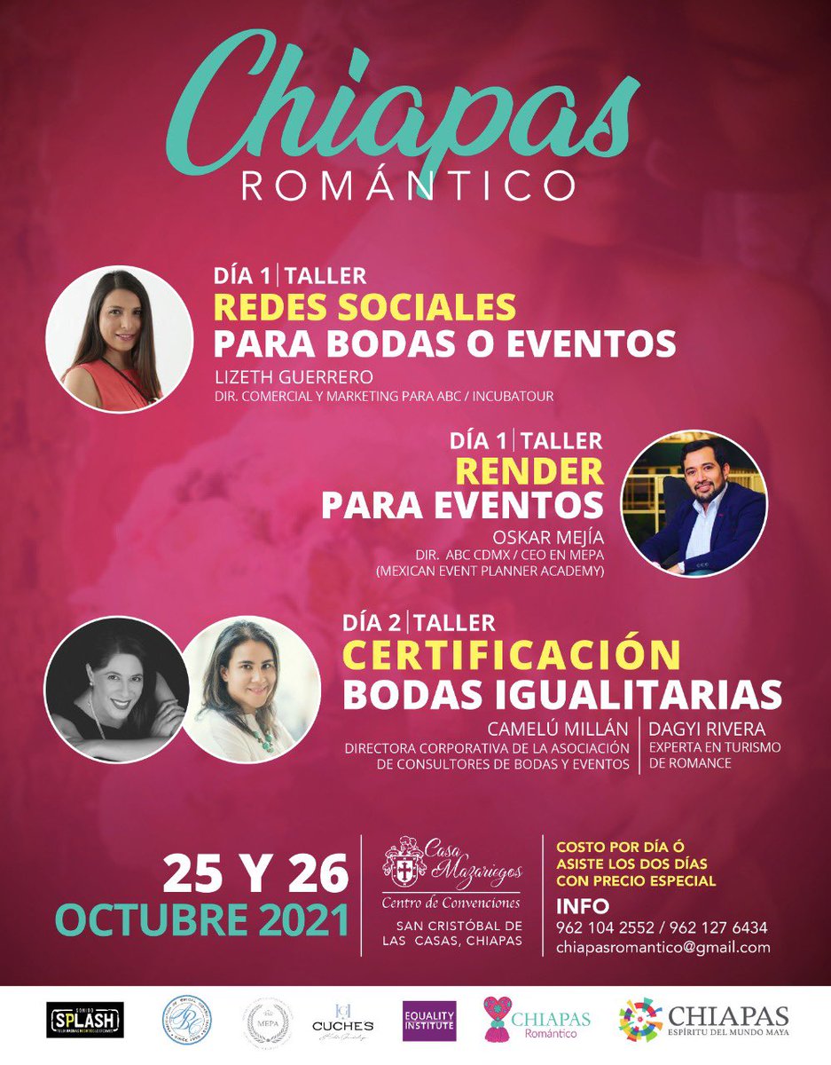Coahuila's tweet photo. ¿Eres parte del Turismo de Romance? Todos nuestros #EstadosAmigos están invitados al Taller #ChiapasRomántico2021, los próximos 25 y 26 de octubre 2021.
Más informes escribe a: chiapasromantico@gmail.com
#ChiapasRomantico
@BodasABC
 #CasaMazariegos https://t.co/KQusNBOJMC