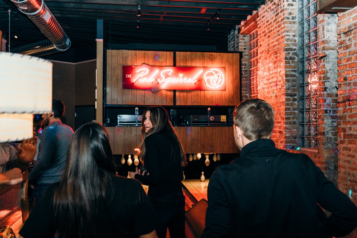 Welcome back Squirrelaholics 🍾🐿 

The Pink Squirrel is officially OPEN and ready to give you all the retro duckpin bowling vibes. Book your weekend bowling lane by going to our website pinksquirrelbar.com See you soon🎳