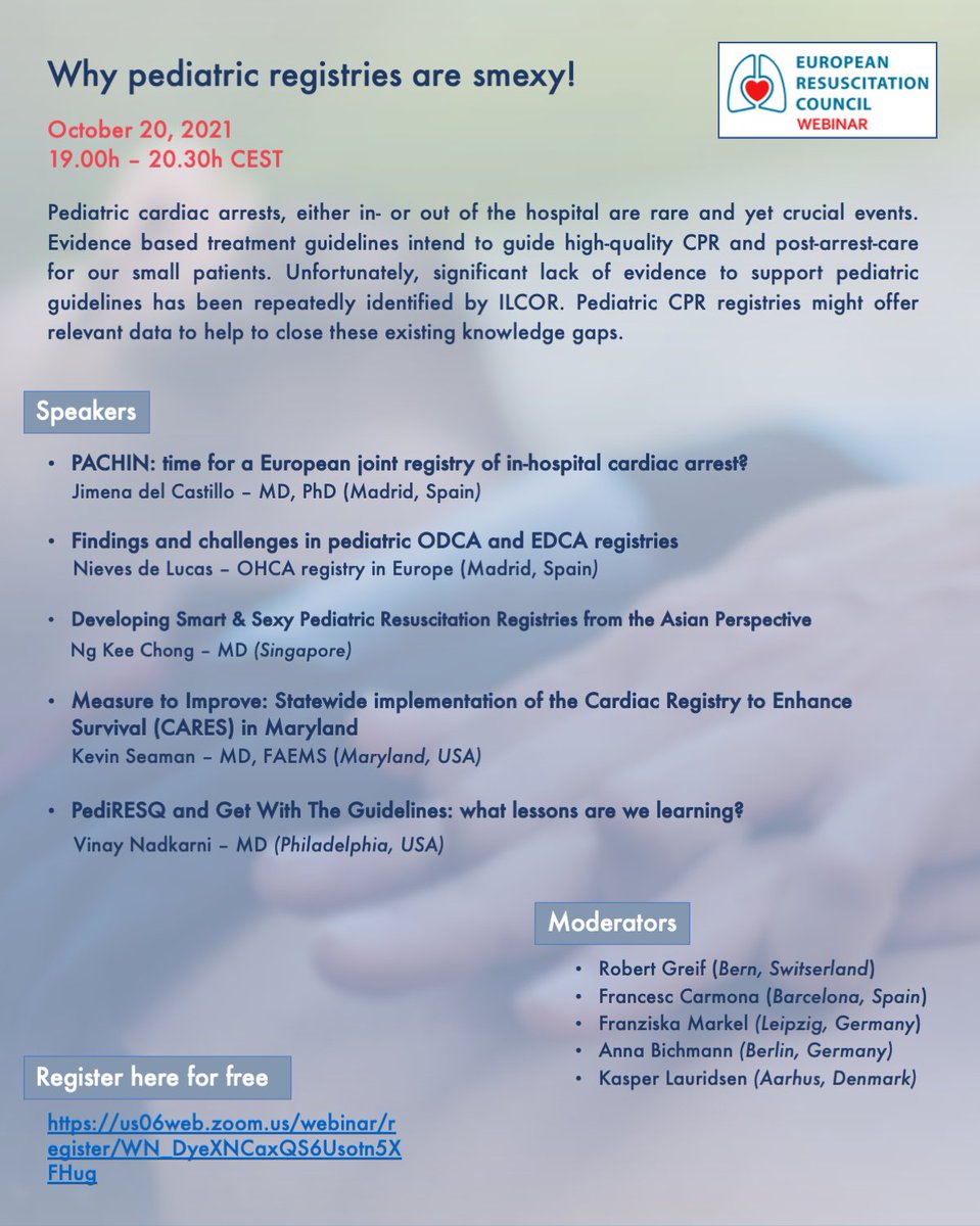 Join us NOW in our interactive and free webinar with our 5 special speakers and 5 moderators discussing pediatric registries: us06web.zoom.us/.../reg.../WN_…