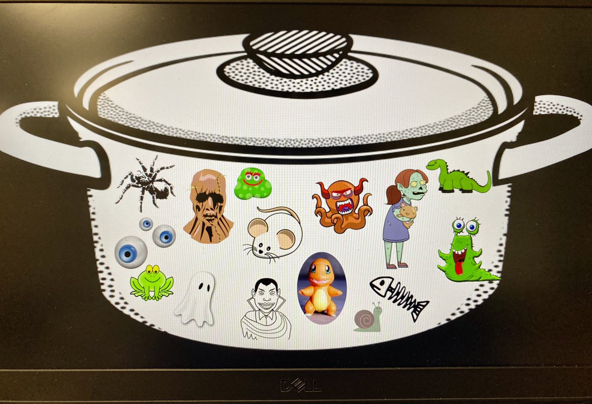 WB_Dragons's tweet photo. After listening to a read aloud of “Bone Soup: A Spooky, Tasty Tale”, the Gr. 1/2 students shared their choice of ingredients for their own class’ cauldron of bone soup! Yuck or yum? 😁👻🥣 #remotelearning #sharingideas #literacy #bonesoup https://t.co/CHydebV9rb