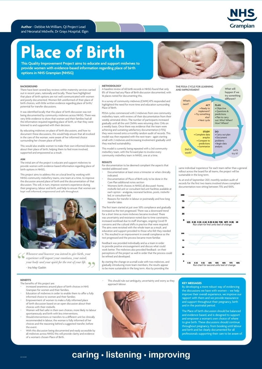 scotsdebs's tweet photo. Sad that the @NHSG_QIATeam Quality &amp; Safety in Healthcare Event is postponed,but delighted to have my poster up with some other amazing @NHSGrampian QI projects.I'm proud of this work, it's great to be able to spread the Place of Birth word📣 #placeofbirth #QI #alwayslearning https://t.co/9ZLl0Cd56M
