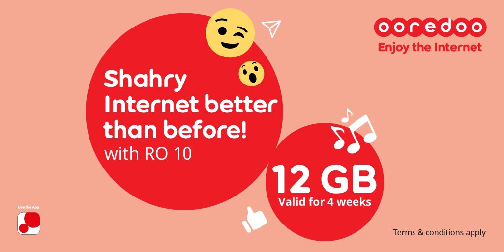 OoredooOman's tweet photo. 😍 With our new #shahry plans,
enjoy more data than ever before.
Subscribe now via our app
or via :
https://t.co/K7SHv4yPqM
and #Enjoy_the_Internet. https://t.co/7vKxWJoLXr