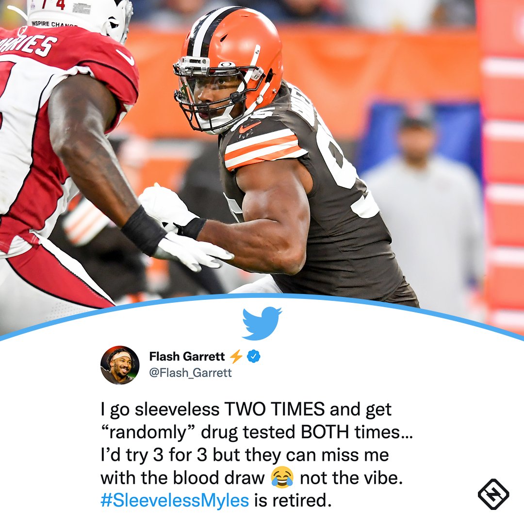 No more sleeveless Myles Garrett 🤣