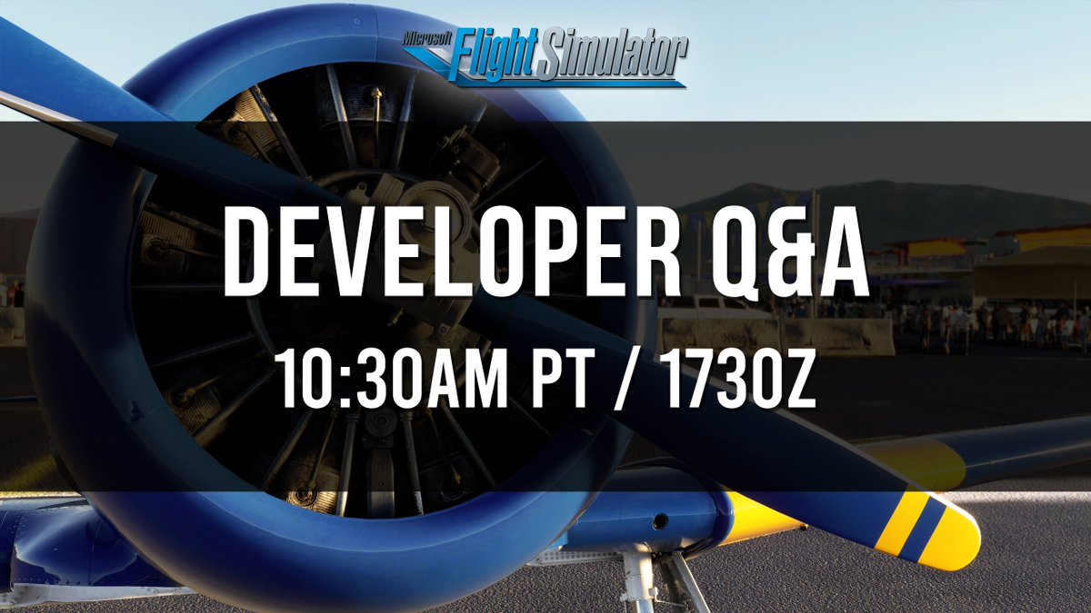 MSFSofficial's tweet photo. Join us today for our Developer Q&amp;A, where we'll be talking about the upcoming GOTY Edition and Reno Air Races expansion. https://t.co/WsOGMhdLxg