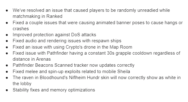 Respawn's tweet photo. Just shipped some quality of life improvements and bug fixes for @playapex! https://t.co/HAKHJGyW0U