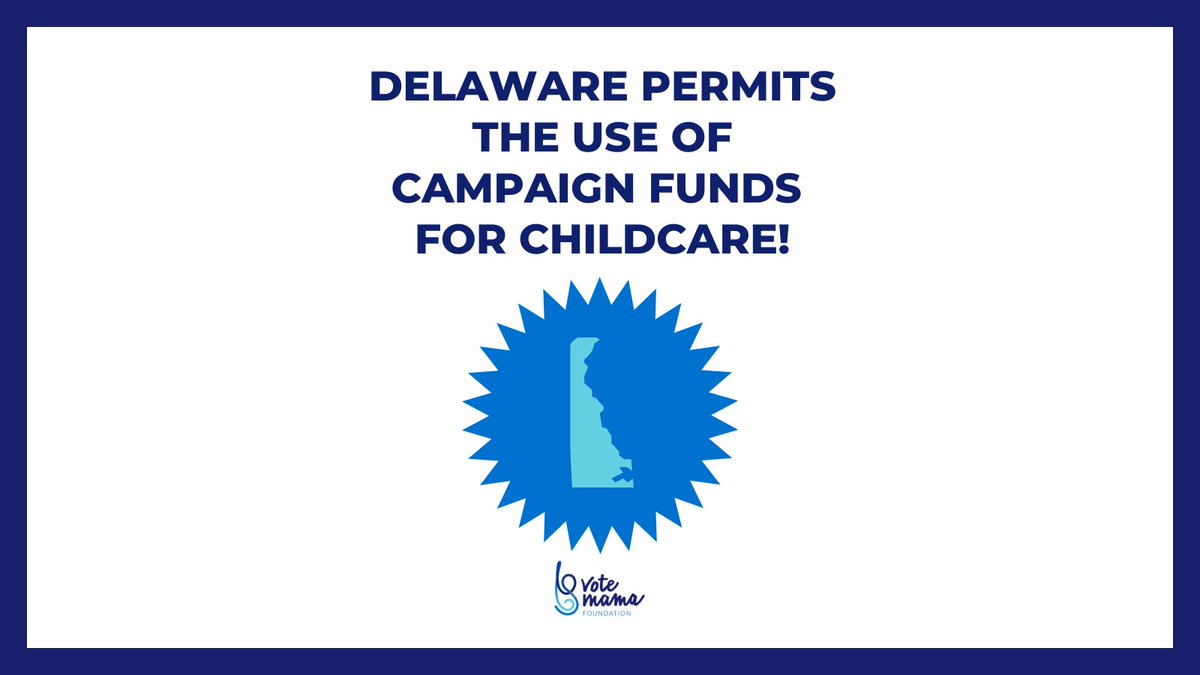 VoteMamaFdn's tweet photo. BREAKING: Delaware just signed a law that permits the use of #CampaignFundsForChildcare!

With the signing of HB90, Delaware has become the 25th state to allow the use of #CFCC and Vote Mama Foundation is now halfway to our goal of getting #CFCC authorized in every state by 2023! https://t.co/dxKakc2q0B