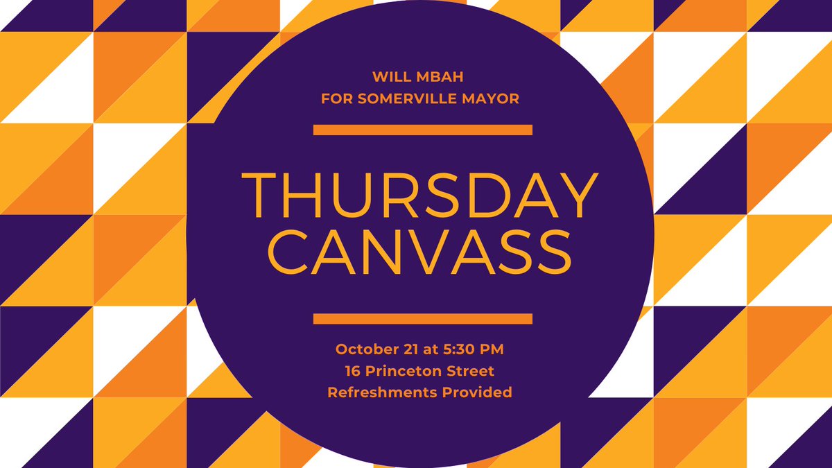 Thursday we'll be knocking on doors in Ward 5 at 5:30. You can sign up at willmbah.com/events.