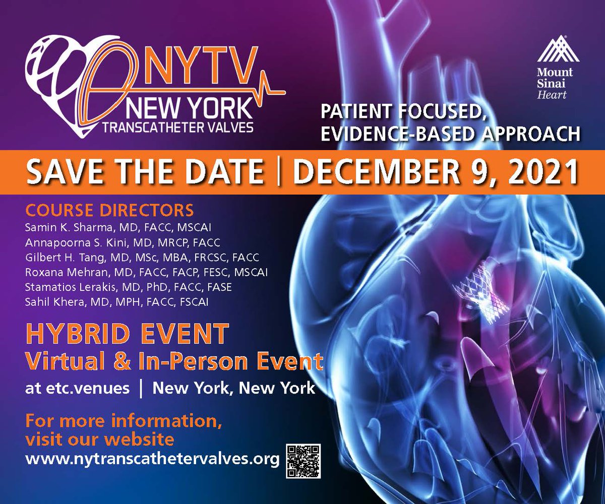 ccclivecases's tweet photo. Save the Date! - NY Transcatheter Valves - Thursday, December 9, 2021 in NYC

More information at: https://t.co/GvQ8fIJnwa

#saminsharma @DoctorKini @Drroxmehran @GilbertTangMD @KHERA_MD
#transcathetervalve #valves #mitraclip #tavr #tmvr #interventionalcardiology #cardiotwitter https://t.co/7aAfHW9Ne4