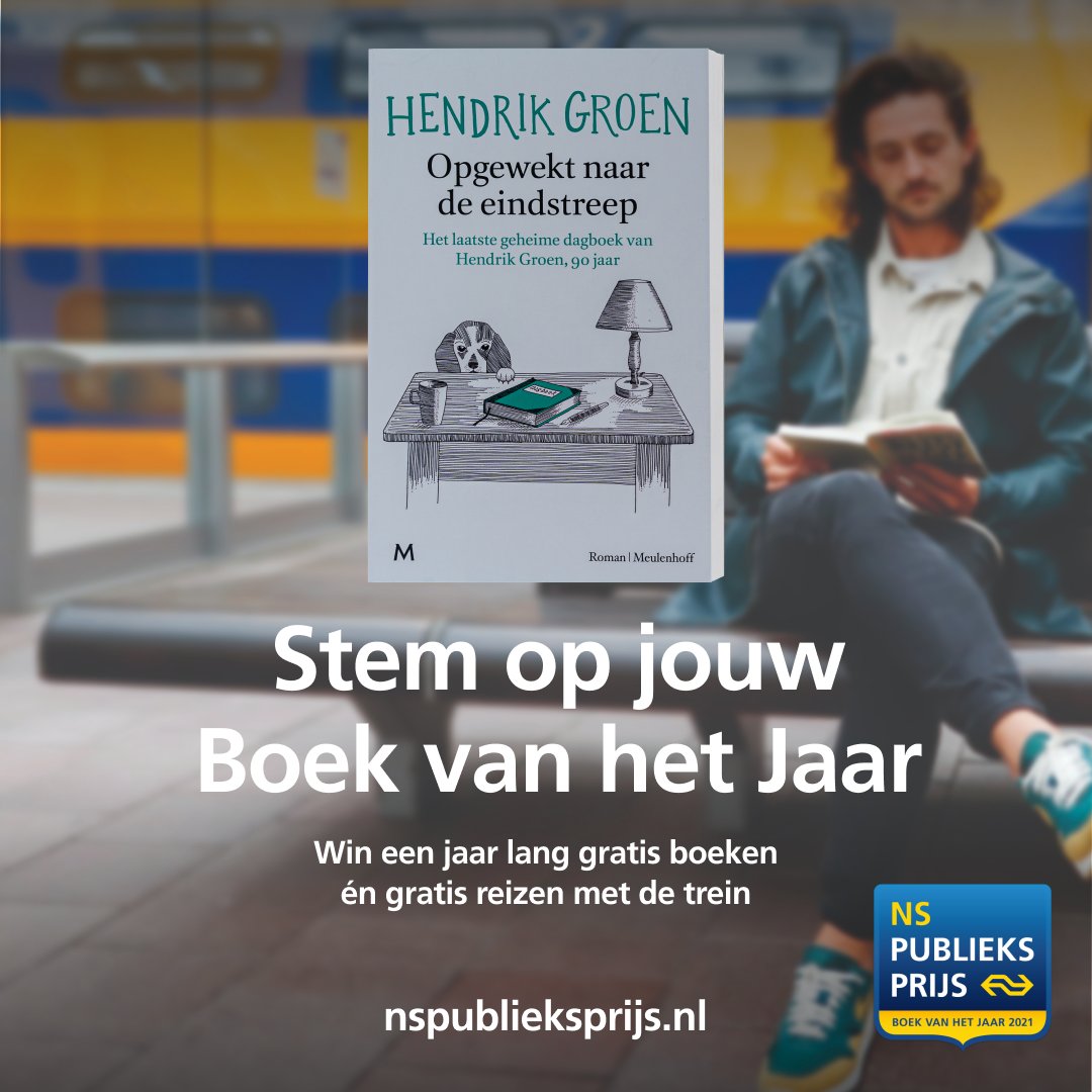 NSPublieksprijs's tweet photo. Eén van de kanshebbers voor de #NSPublieksprijs is Hendrik Groen met het boek ‘Opgewekt naar de eindstreep’ uitgegeven door @meulenhoff. Stem op https://t.co/2W7cMzRSWa als dit boek jouw favoriet is! https://t.co/gRg9qNZWaA