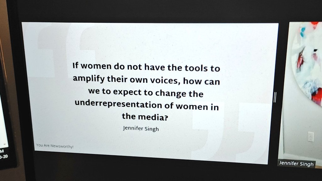 LaurierWEC's tweet photo. "If women do not have the tools to amplify their own voices, how can we expect to change the underrepresentation of women in the media?" Jennifer Singh of @ShesNewsworthy. 💜

#womenentrepreneurs #womeninbiz #womeninthemedia #PR #media #representationmatters #WEKH https://t.co/VEkQXG3OZa