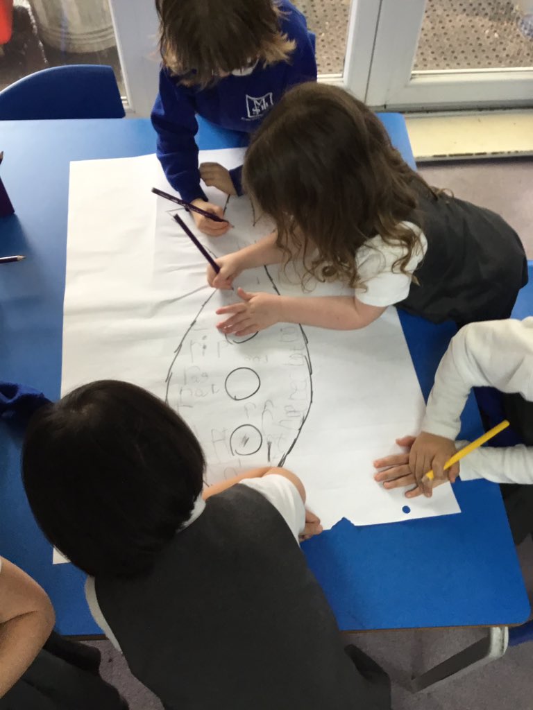 st_michaels_ham's tweet photo. 🦊 We have been growing in confidence when writing CVC words using our r and u sounds this week. 
Can you spot that one 🦊 has even sounded out and written the word rocket in their rocket 🚀 @MonsterPhonics #eyfs https://t.co/jixT66LGDo