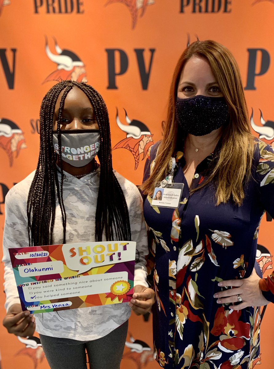 SchwenksvilleES's tweet photo. Olakunmi is our Kind Kid of the Day! Mrs. Conaron nominated her because she goes above & beyond performing her Safety Patrol duties at dismissal. Olakunmi & Mrs. Venza called home to share the great news! @PV_Schools #kindkidoftheday
#positivecallhome
#swvillepride https://t.co/pFphOCEjYX