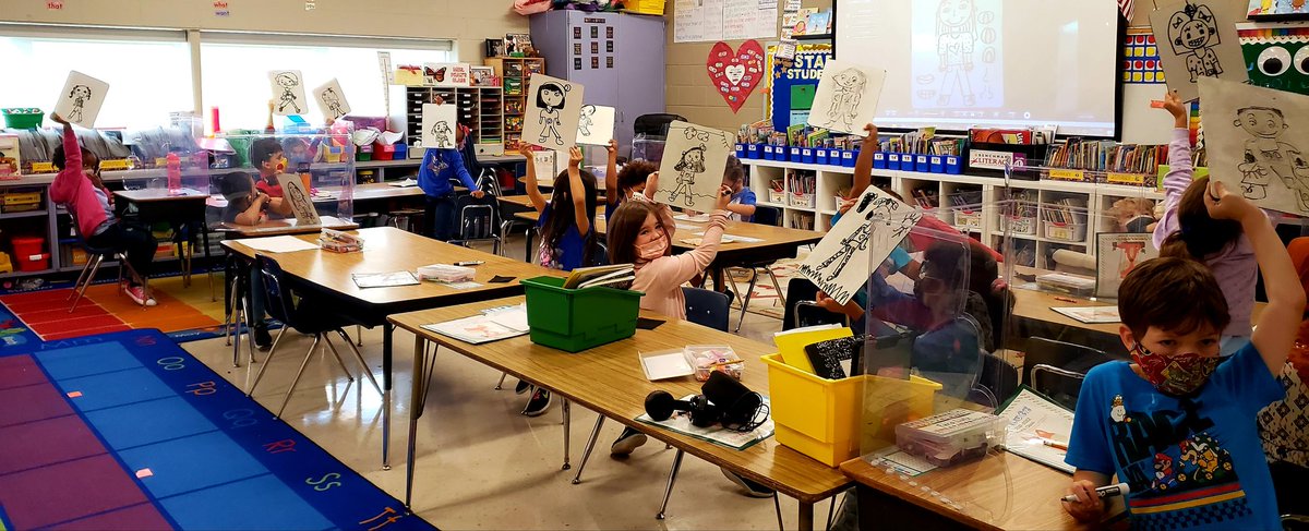 Phansfoxes's tweet photo. We worked hard on drawing realistic people during Writer's Workshop. No more stick figures! Check out all the wonderful details students were able to add to their drawings. https://t.co/DDMqX8uXrr