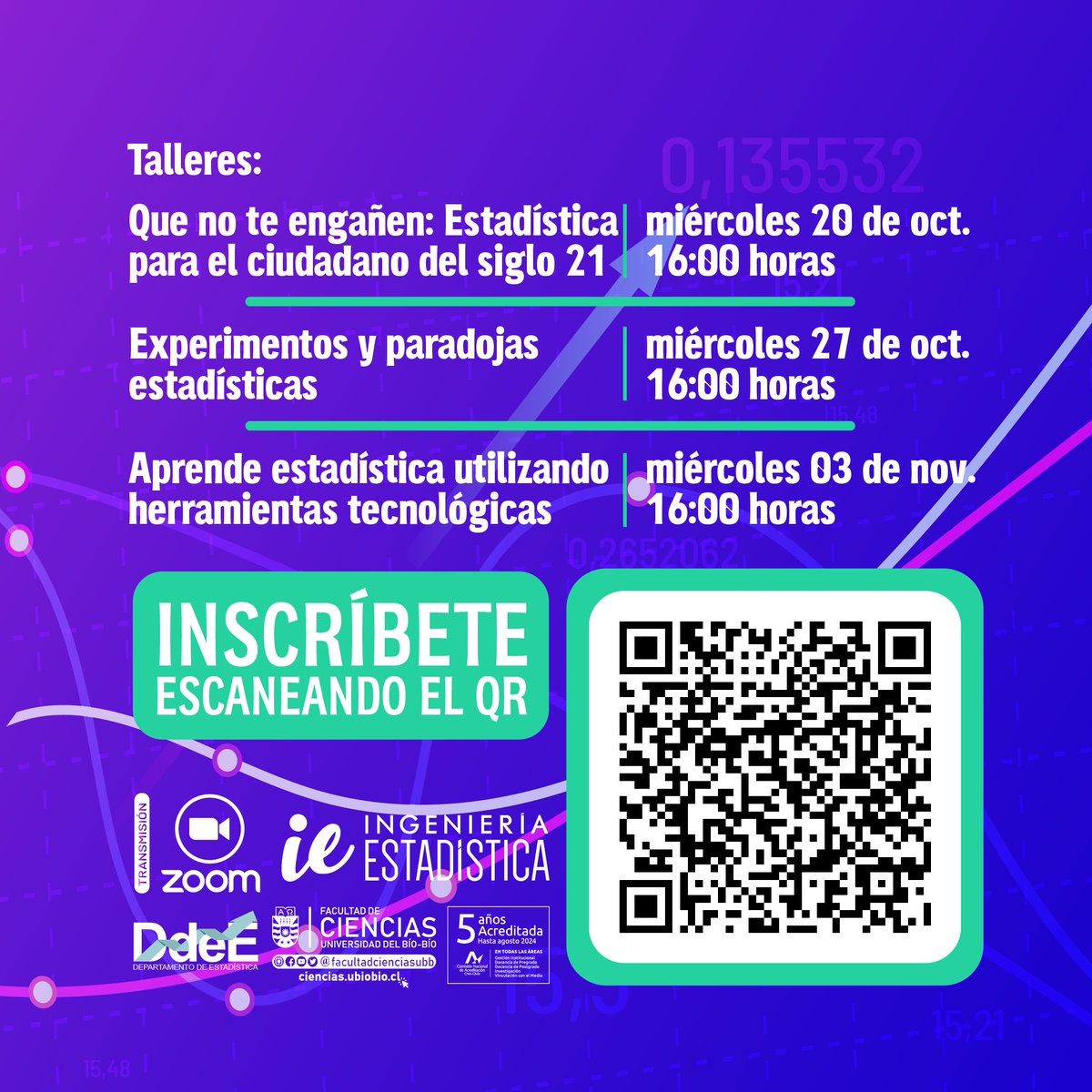 cienciasubb's tweet photo. Hoy comienzan los Talleres de Ingeniería Estadística para estudiantes de enseñanza media.

Puedes inscribirte en🧐:
https://t.co/0IkDExdX3B

#pdt2021 #pregrado #admisión #pdt https://t.co/BBO5ILugiH