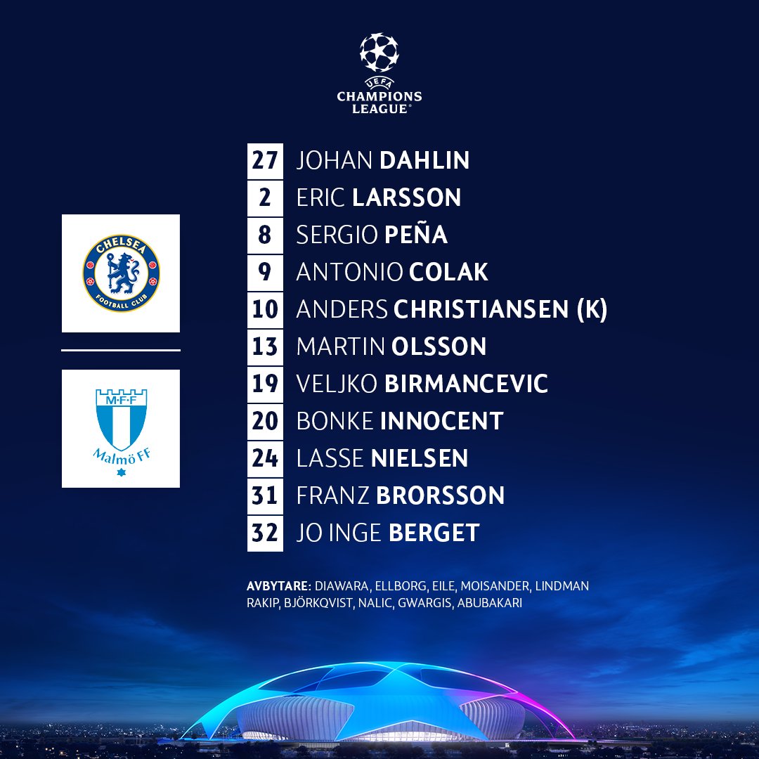 Malmo_FF's tweet photo. Startelvan på Stamford Bridge!
#UCL https://t.co/Hy6dQH7FCK