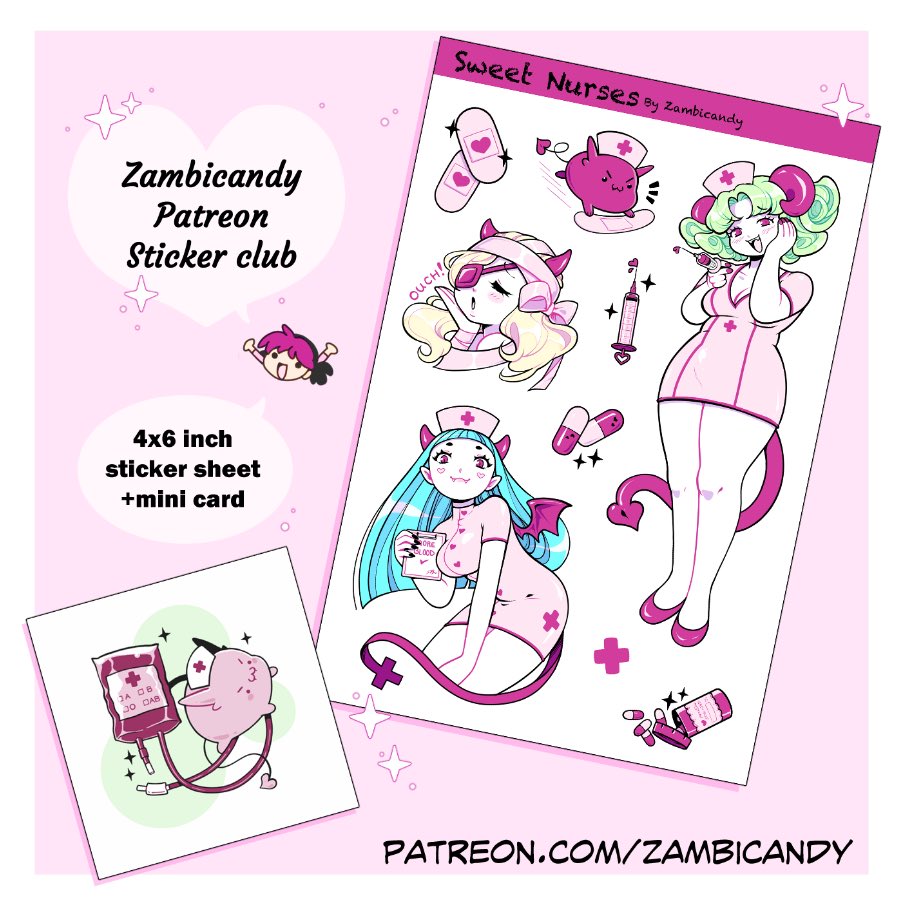 Next Patreon sticker sheet 🥰💖 Had a lot of fun with this one 💉 I'll let everyone know if any slots become available 💖 