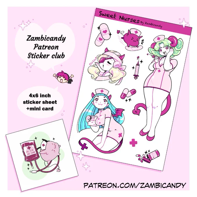 Next Patreon sticker sheet 🥰💖 Had a lot of fun with this one 💉 I'll let everyone know if any slots become available 💖 