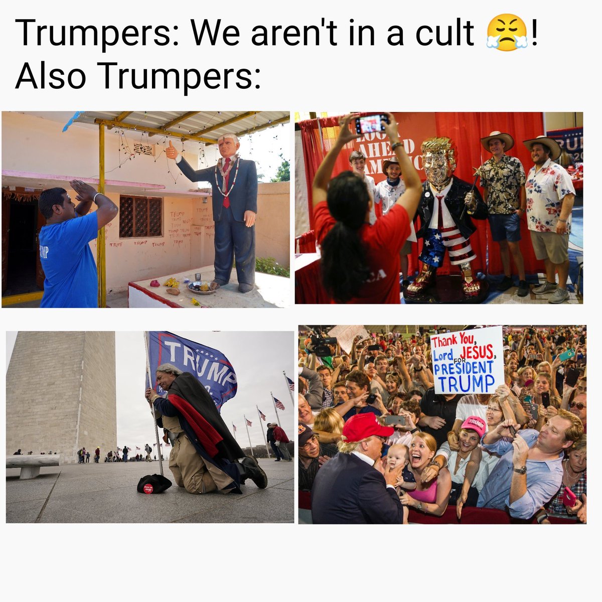 I can't imagine being unhinged enough to worship a political figure (especially #45), can you? #antitrump #trumpcult #magaisformorons #makeamericasmartagain #trumpmemes