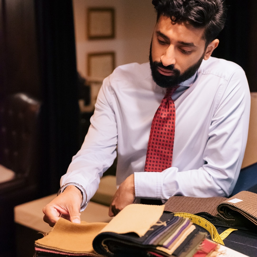 The elegant <a href="/GurjSohanpal/">Gurj Sohanpal</a> takes a moment during a recent visit to our tailoring lounge to peruse our extensive cloth library as he looks to refresh his winter wardrobe with some seasonal essentials.

Looking to refresh your winter wardrobe? Discover more: l8r.it/xV7Z