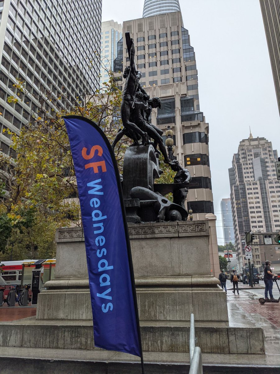 WednesdaysSf's tweet photo. It takes more than a little drizzle to dry up our plans! Getting ready for jxtheo with Boondock Squad at San Francisco’s Mechanics Monument Plaza: today - FREE - 12pm ‘til 2pm
#sfwednesdays 

https://t.co/xBUj9lnSDt https://t.co/1ieePaNkeh