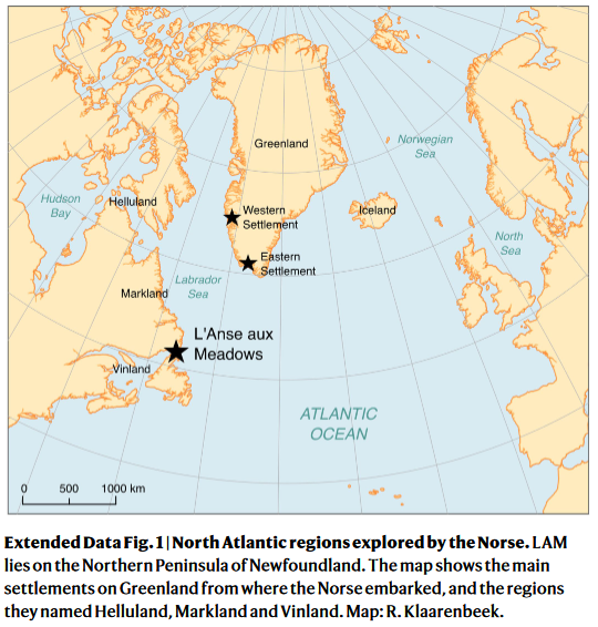 HarimBGutierrez's tweet photo. 1- Por primera vez se ha podido fechar con precisión actividad de vikingos en el asentamiento de L'Anse aux Meadows en Terranova, Canadá: año 1021 AD

Kuitems, M., Wallace, B.L., Lindsay, C. et al. Evidence for European presence in the Americas in ad 1021.
https://t.co/yOFd1na3CZ https://t.co/iSGtZW3z8F