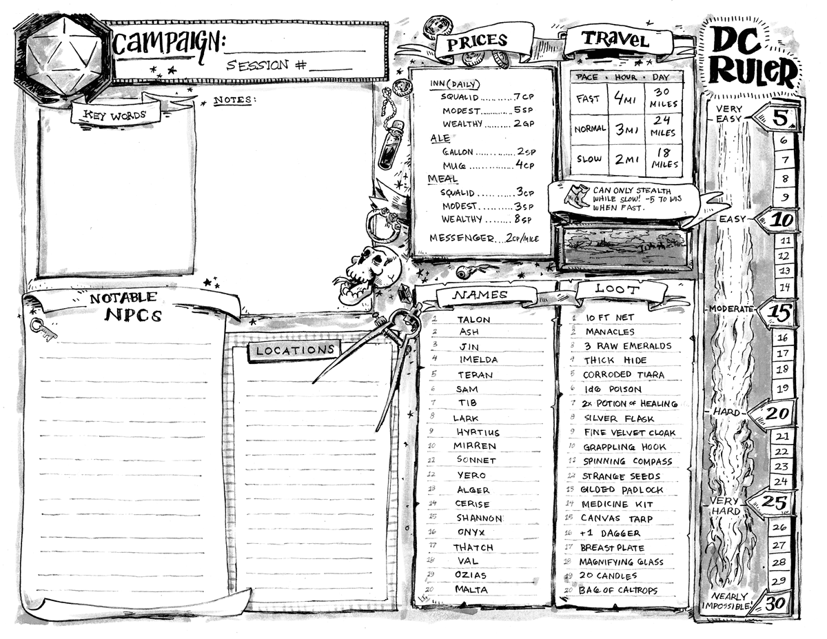 clivehawk's tweet photo. Another free resource for your 5e games! This one's a quick reference page/initiative tracker/etc for DMs who don't like having too much in front of them. Two-sided, one for combat and one with more general info for other types of encounters!
https://t.co/sa3EoIUm0i https://t.co/AcRVUWypGS
