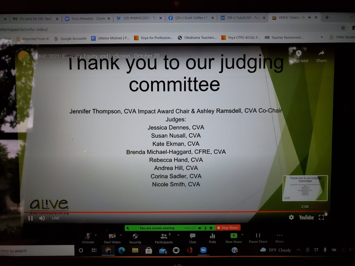 AliveTulsa's tweet photo. Using your program orientation and training to address the values you want to cultivate! 

Also thanks to our very own Brenda Haggard for being part of the selection committee for the annual Impact Awards!

#VMHC2021 #LoVolsForJEDI #ServiceAboveSelf https://t.co/1Ty7Zl8OMn