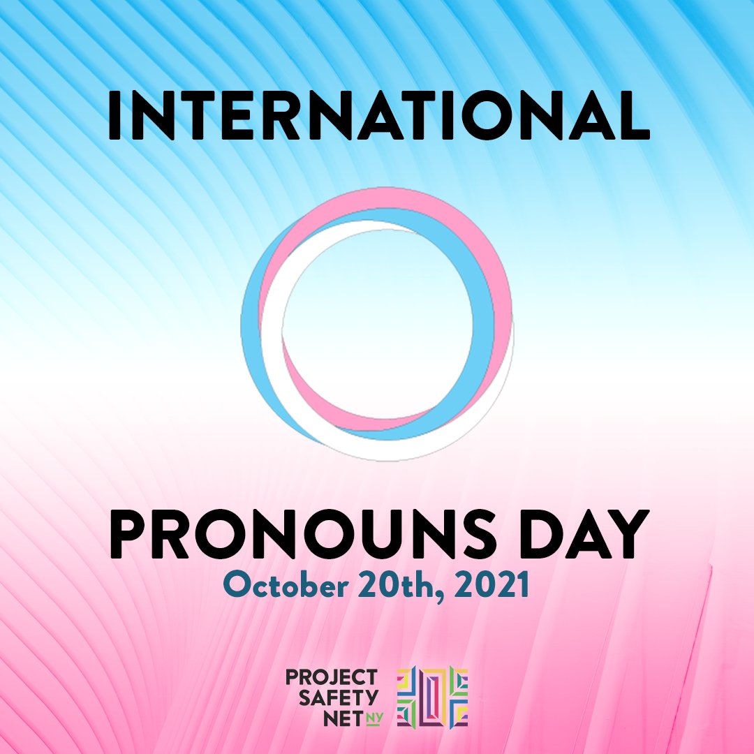 PSN_NY's tweet photo. Today is International Pronouns Day!
What are your pronouns?

#PronounDay #InternationalPronounsDay #HeHimHis #TheyThemTheirs #SheHerHers #LongIslandTogether #PSNNY #ProjectSafetyNetNY https://t.co/6R5zGrkQ6V