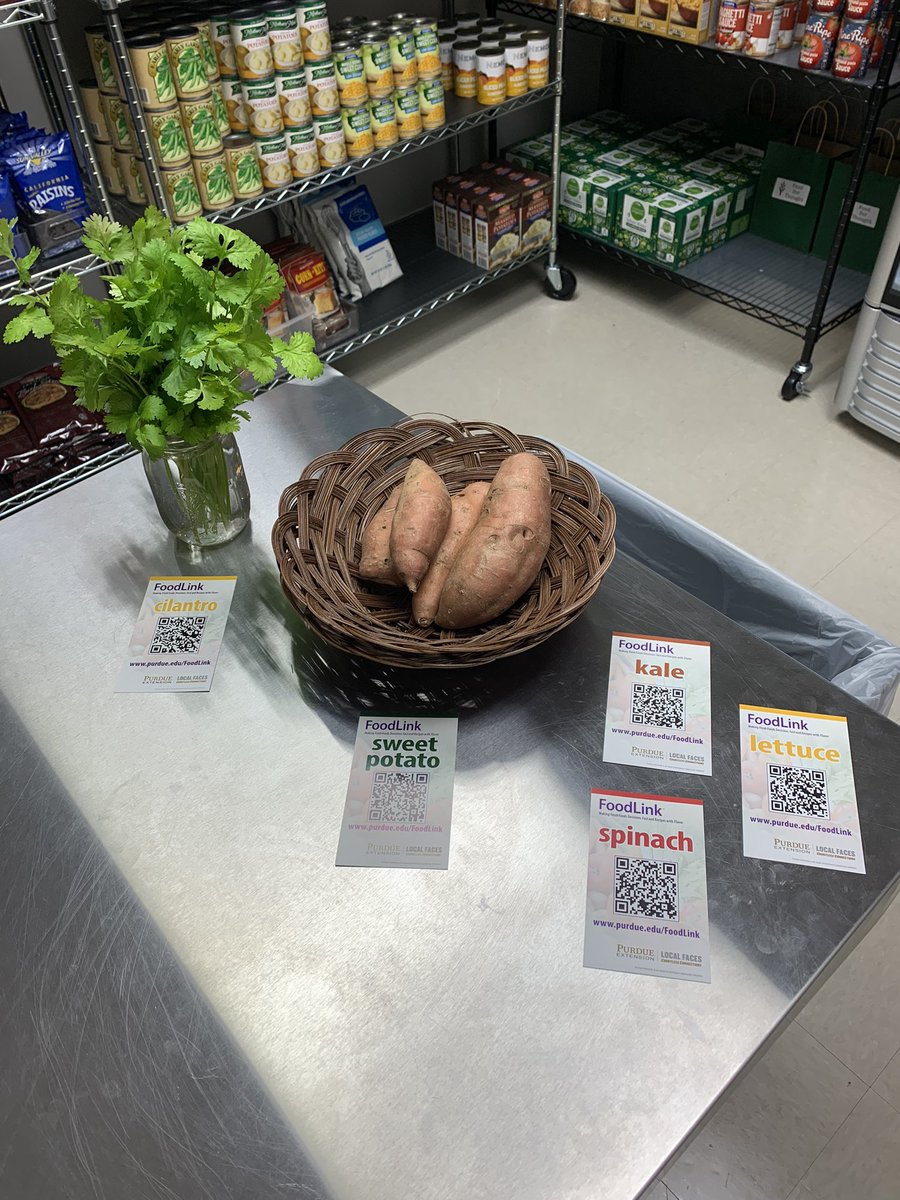 shyratedesco71's tweet photo. Sweet potatoes and a variety of fresh greens and herbs this week in the Food for Thought pantry at Ivy Tech Lawrenceburg.  Love the FoodLink cards from the Purdue Extension…great resource for recipes and nutritional info! https://t.co/VBGNy84FcP